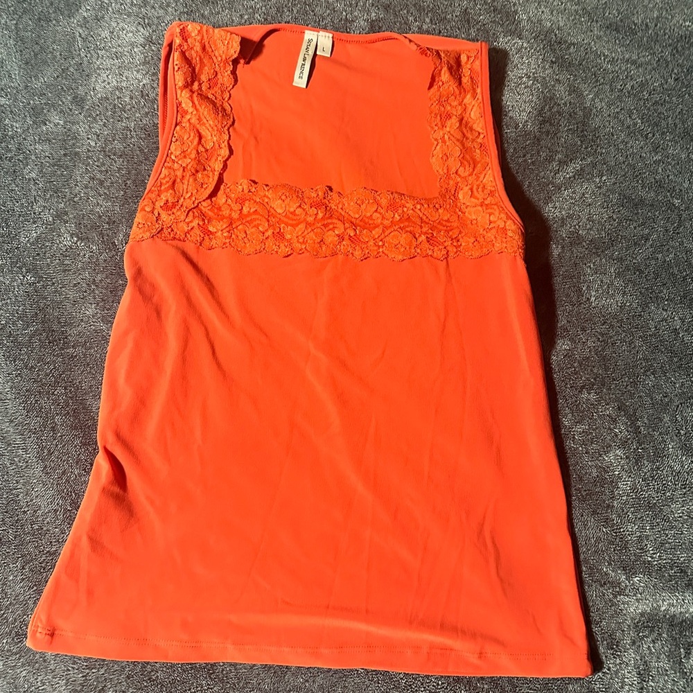 Susan Lawrence Orange Square neck Tank Top Blouse
